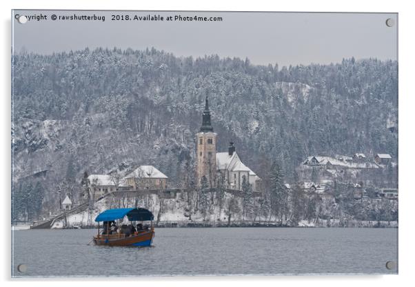 Bled Island Pletna Boat Acrylic by rawshutterbug 