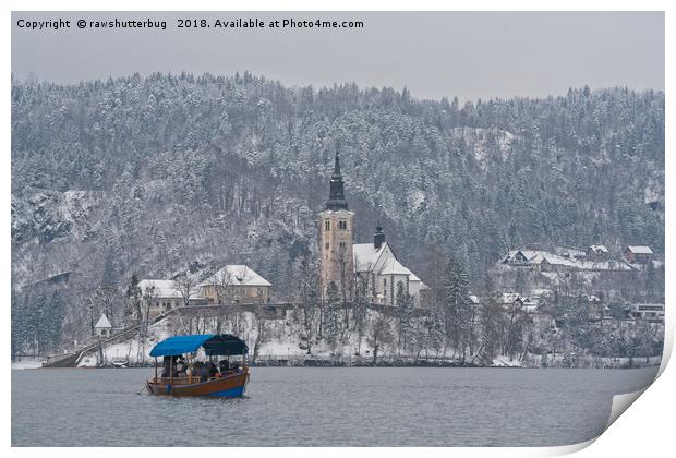 Bled Island Pletna Boat Print by rawshutterbug 