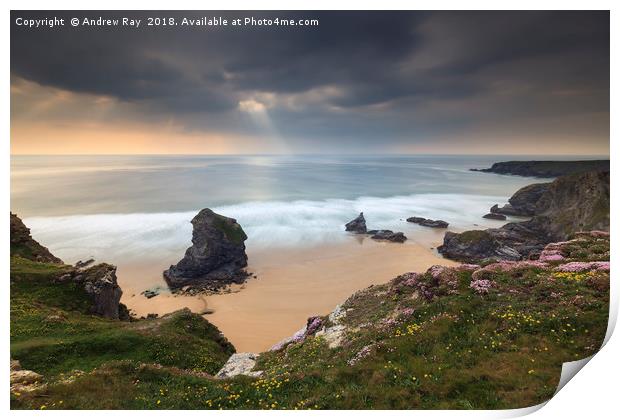 Late Afternoon (Bedruthan Steps) Print by Andrew Ray