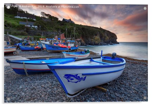 Boats at Sunrise (Cadgwith) Acrylic by Andrew Ray