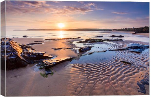 First Light on Harlyn Bay Beach Canvas Print by Andrew Ray