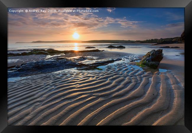 Morning at Harlyn Beach Framed Print by Andrew Ray