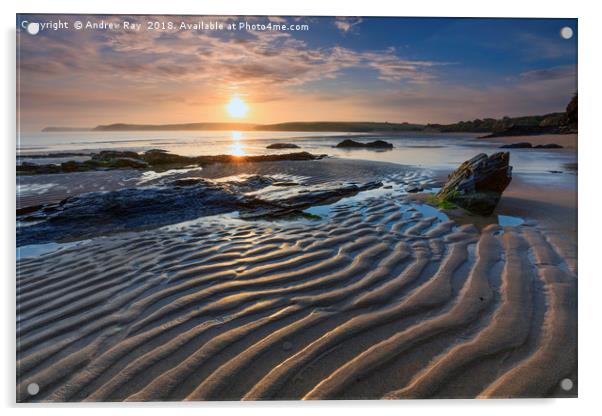 Morning at Harlyn Beach Acrylic by Andrew Ray