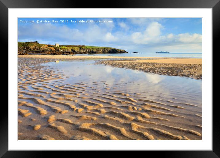 Sand Ripples on Harlyn Bay Beach Framed Mounted Print by Andrew Ray