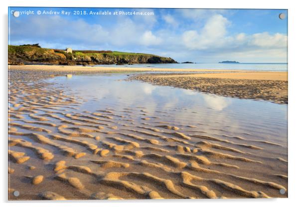 Sand Ripples on Harlyn Bay Beach Acrylic by Andrew Ray