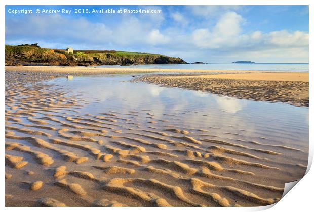Sand Ripples on Harlyn Bay Beach Print by Andrew Ray