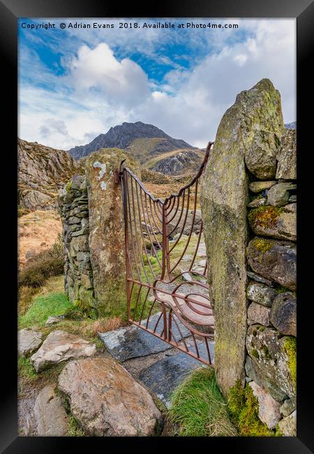 Gate To Tryfan Snowdonia Framed Print by Adrian Evans