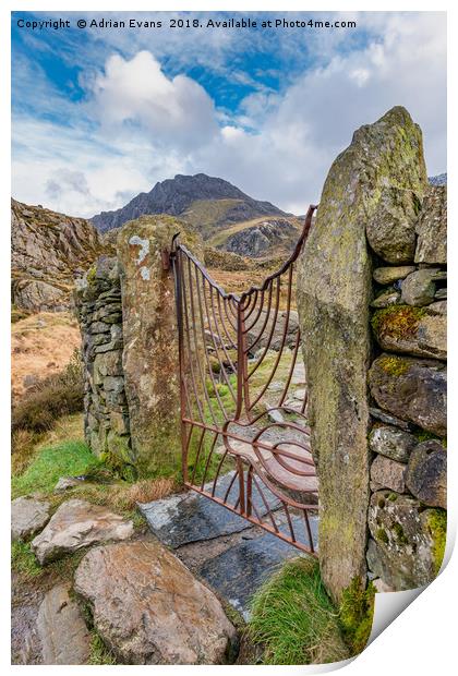 Gate To Tryfan Snowdonia Print by Adrian Evans