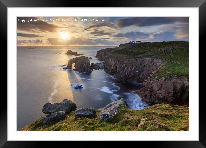Setting Sun at Lands End Framed Mounted Print by Andrew Ray