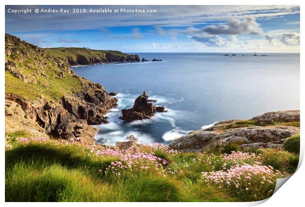 Spring at Mayon Cliff (Sennen Cove) Print by Andrew Ray