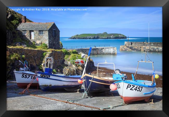 Mullion Harbour  Framed Print by Andrew Ray