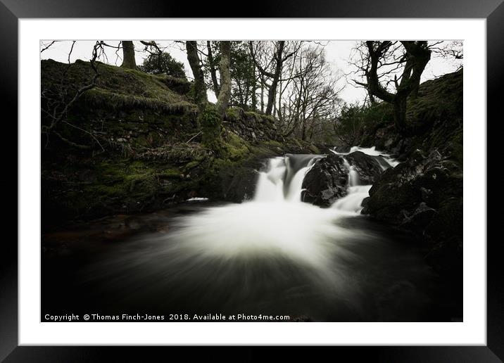 Waterfall in the woods Framed Mounted Print by Thomas Finch-Jones
