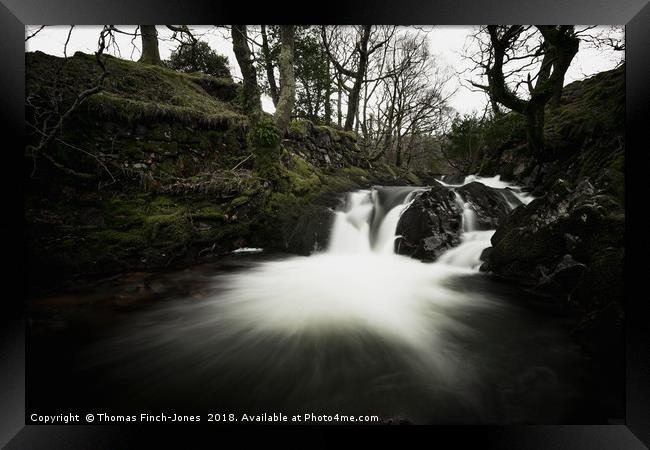 Waterfall in the woods Framed Print by Thomas Finch-Jones