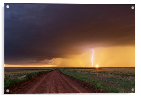 Mangum Sunset Lightning Bolt Acrylic by John Finney