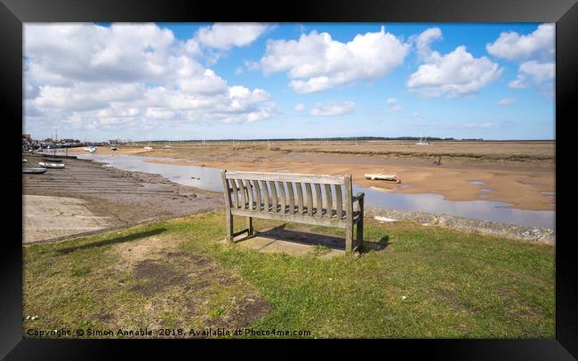 Empty Bench View Framed Print by Simon Annable