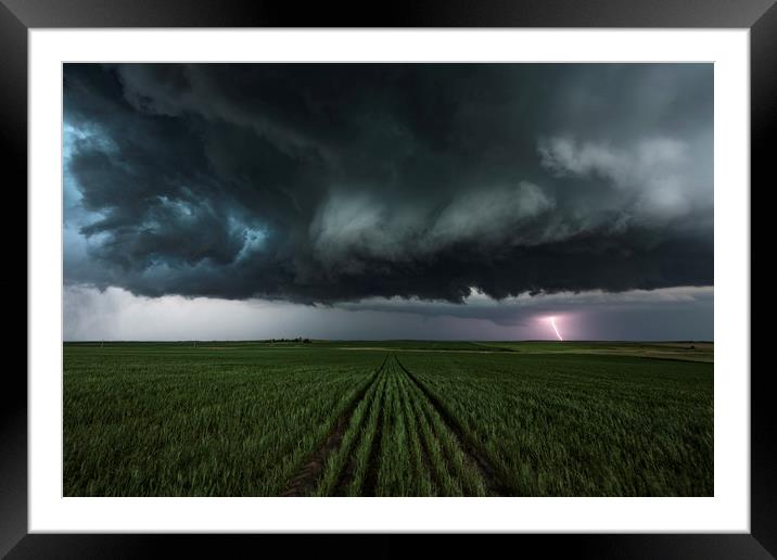 Tornado warned Storm near Killdeer, North Dakota  Framed Mounted Print by John Finney