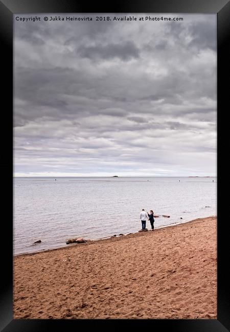 Negotiations At The Beach Framed Print by Jukka Heinovirta