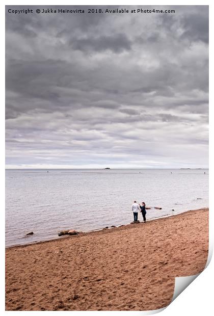 Negotiations At The Beach Print by Jukka Heinovirta