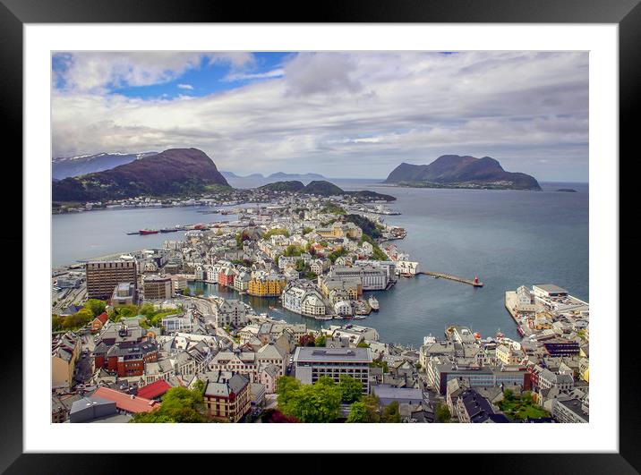 the city of Ålesund in Norway Framed Mounted Print by Hamperium Photography