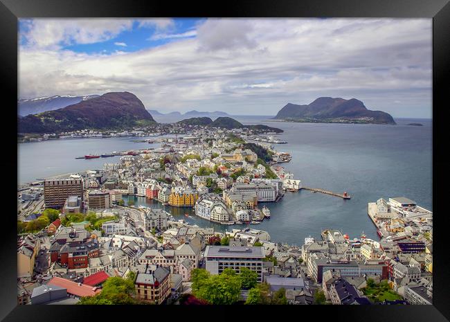 the city of Ålesund in Norway Framed Print by Hamperium Photography