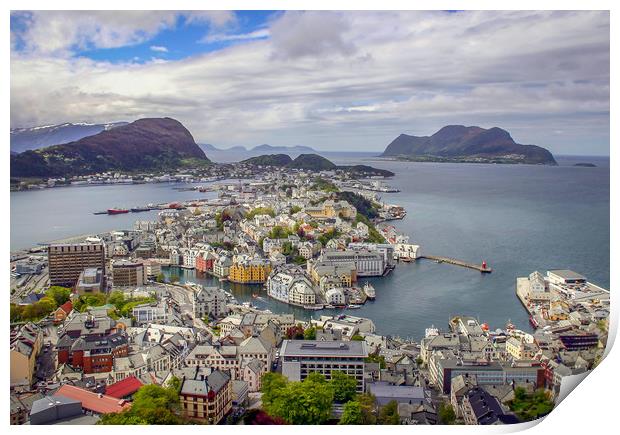 the city of Ålesund in Norway Print by Hamperium Photography