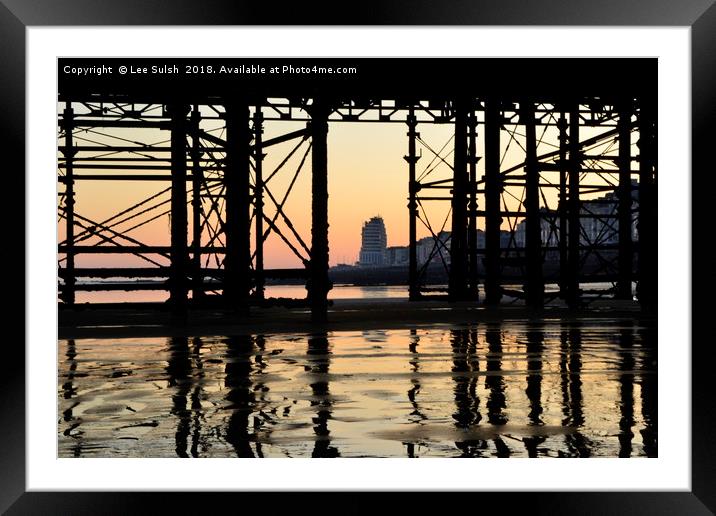 Hastings pier afterglow Framed Mounted Print by Lee Sulsh