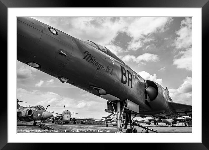  Mirage  jet aircraft monochrome Framed Mounted Print by Robert Gipson