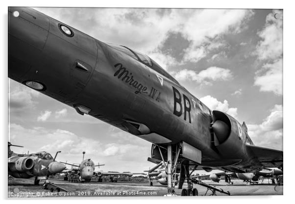  Mirage  jet aircraft monochrome Acrylic by Robert Gipson