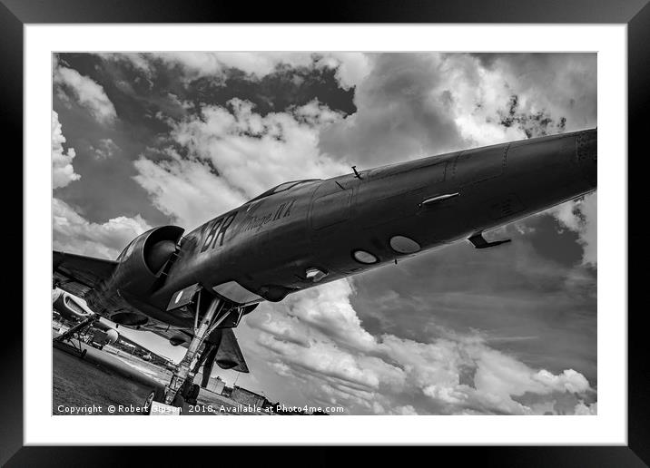 Mirage jet aircraft low monochrome Framed Mounted Print by Robert Gipson
