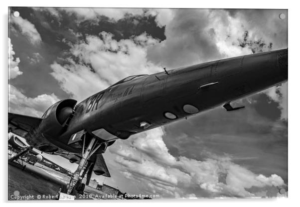 Mirage jet aircraft low monochrome Acrylic by Robert Gipson