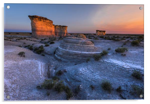 Monument Rocks. sunset in the desert Acrylic by John Finney