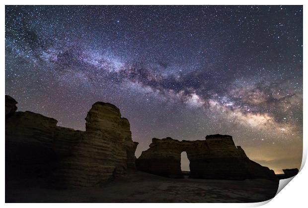 Monument Rocks and the Milkyway Print by John Finney
