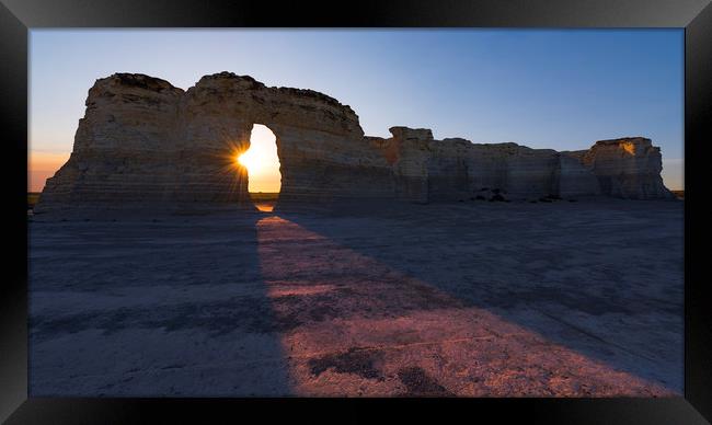Monument Rocks sunset light Framed Print by John Finney