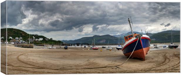 Boats around Barmouth Harbour_Panorama Canvas Print by Philip Brown