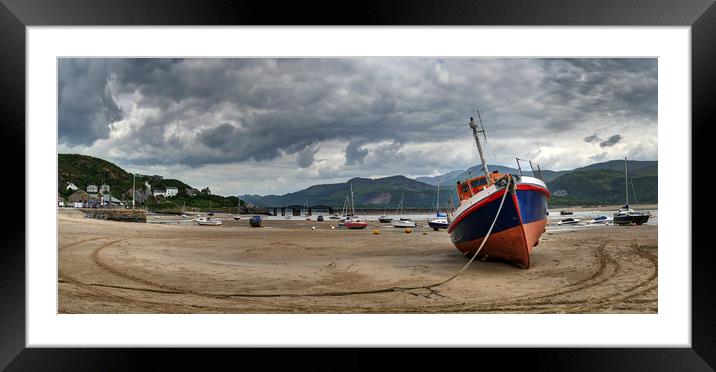 Boats around Barmouth Harbour_Panorama Framed Mounted Print by Philip Brown