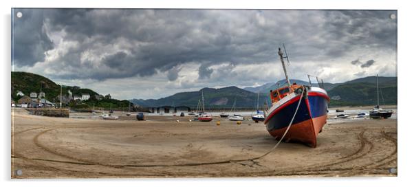 Boats around Barmouth Harbour_Panorama Acrylic by Philip Brown