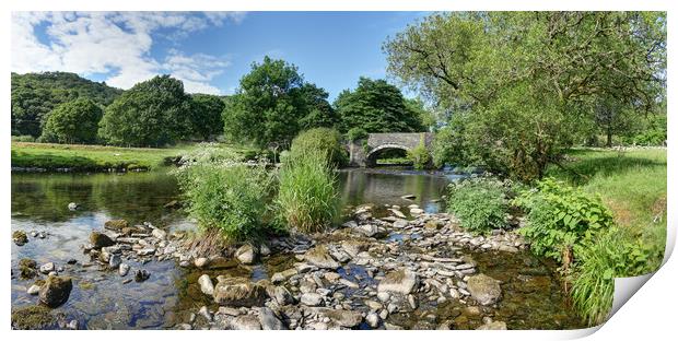 The Rocky Stream to Old Stone Bridge Print by Philip Brown