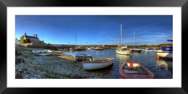 Cemaes Harbour on Anglesey - Panorama Framed Mounted Print by Philip Brown
