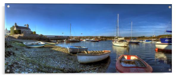 Cemaes Harbour on Anglesey - Panorama Acrylic by Philip Brown