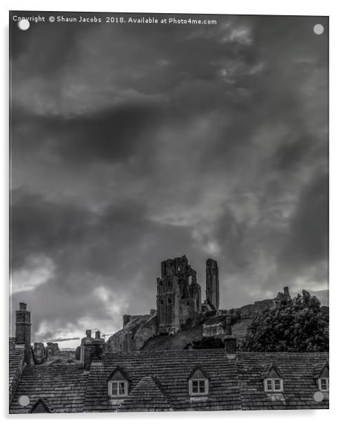 Stormy sky’s over Corfe Castle  Acrylic by Shaun Jacobs