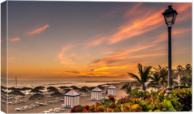 Costa Adeje Sunset at the beach Canvas Print by Naylor's Photography