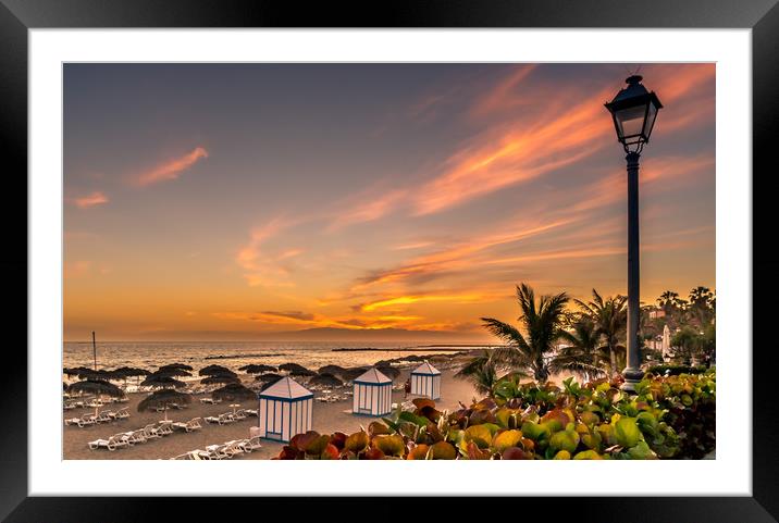 Costa Adeje Sunset at the beach Framed Mounted Print by Naylor's Photography