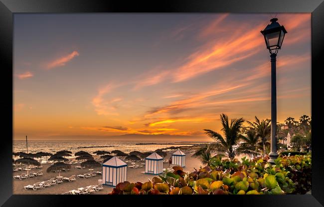 Costa Adeje Sunset at the beach Framed Print by Naylor's Photography