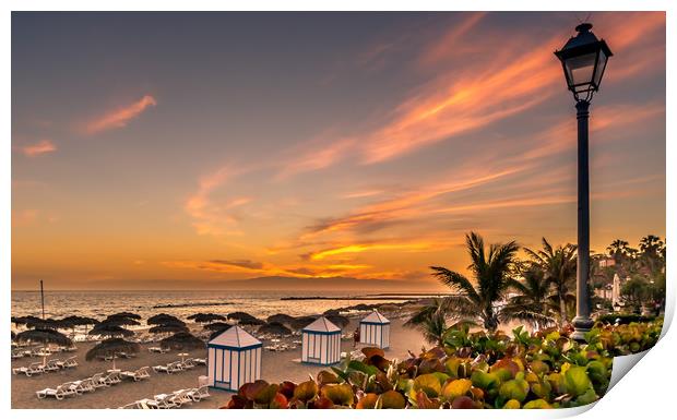 Costa Adeje Sunset at the beach Print by Naylor's Photography