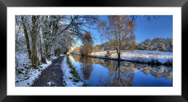 Canalside Winter Wonderland - Panorama Framed Mounted Print by Philip Brown