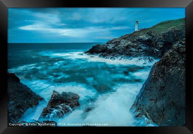 Trevose Lighthouse  Cornwall                       Framed Print by Peter Stephenson