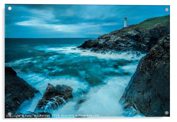 Trevose Lighthouse  Cornwall                       Acrylic by Peter Stephenson