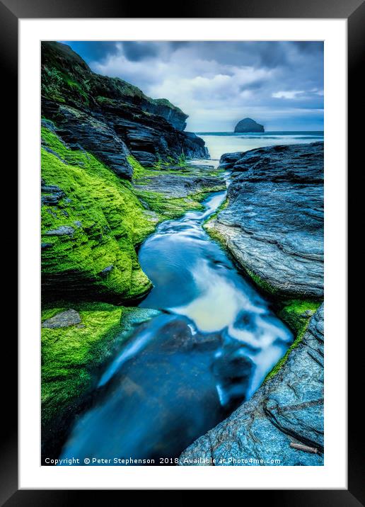  Stream leading to Trebarwith Strand               Framed Mounted Print by Peter Stephenson