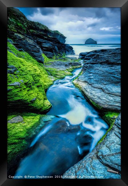  Stream leading to Trebarwith Strand               Framed Print by Peter Stephenson