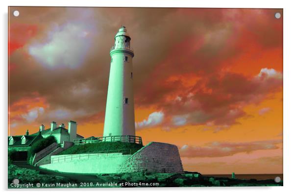 St Marys Lighthouse Whitley Bay North Tyneside Acrylic by Kevin Maughan